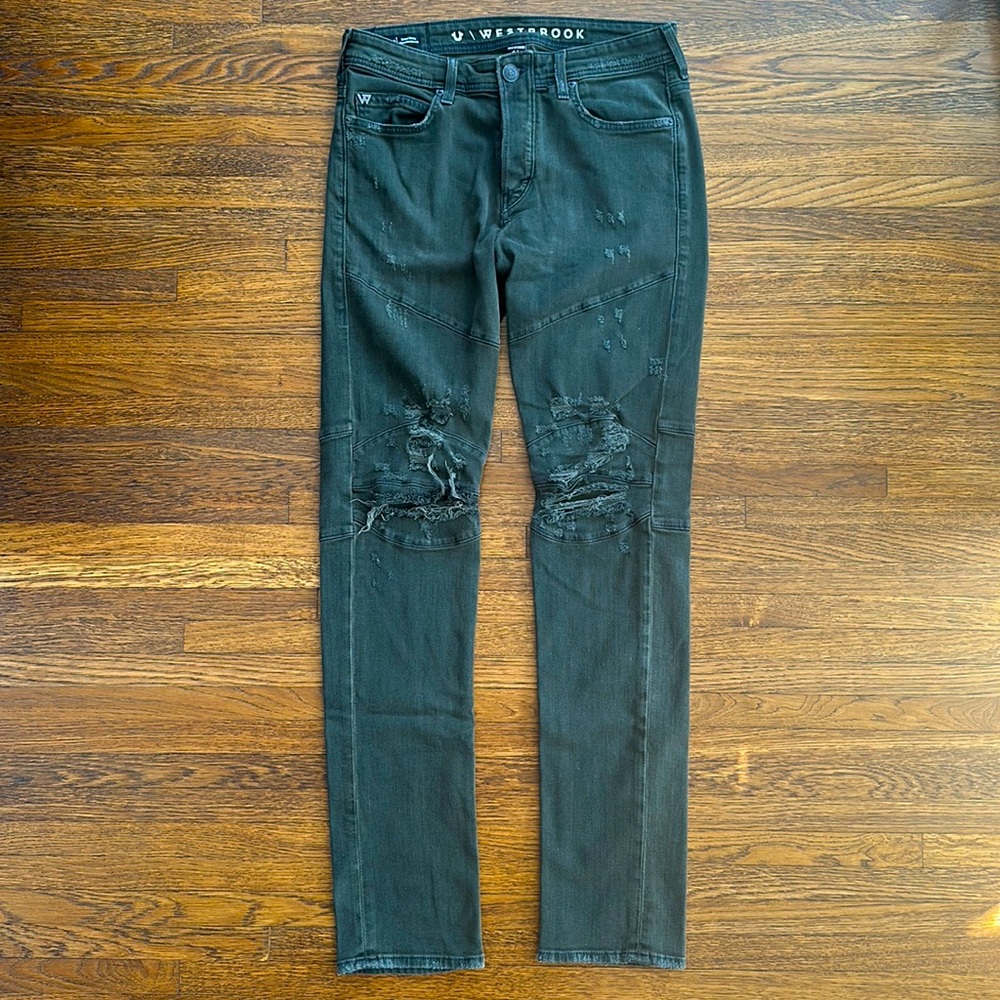 Men’s True Religion x Russell Westbrook Olive Green Skinny Stretch Rocco Jeans